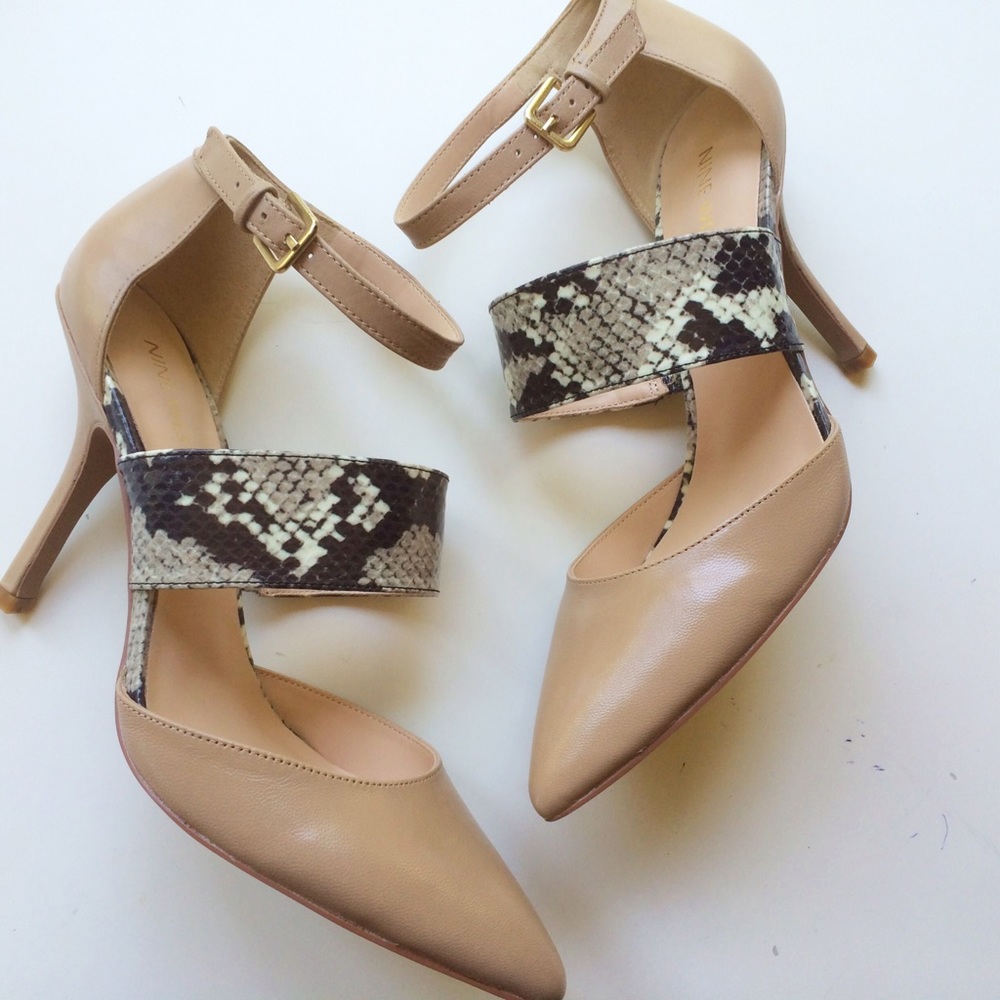 Nude And Python Strap Pumps Nine West- Excellent … - image 2